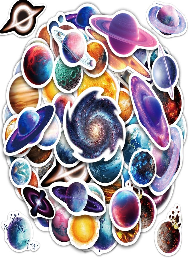 Robmoda Planet Water Bottle Stickers for Kids, 55 PCS Vinyl Space Waterproof Stickers Pack for Laptop Phone Case, Colorful Planets Decals for Teens - Image 1